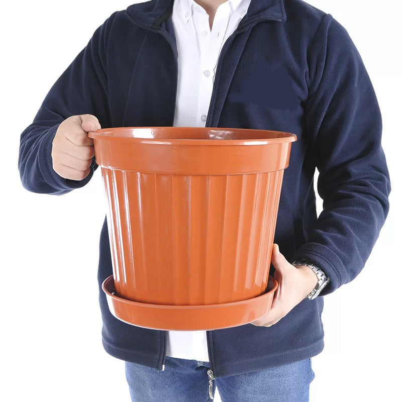 Large Round Flower Plant Pot and Saucer. Garden Planters. (13 L)