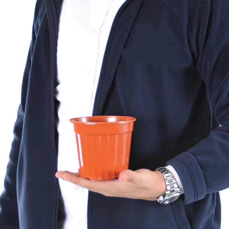 Round Flower Plant Pot and Saucer. Strong Plastic Planters with Drainage Hole.
