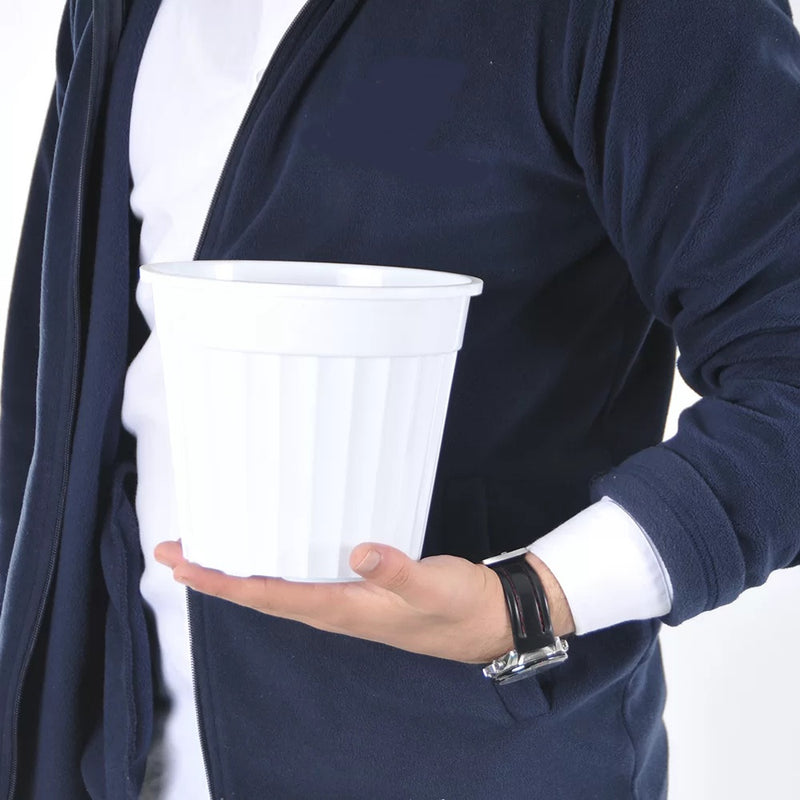 Round Flower Plant Pot and Saucer. Strong Plastic Planters with Drainage Hole.