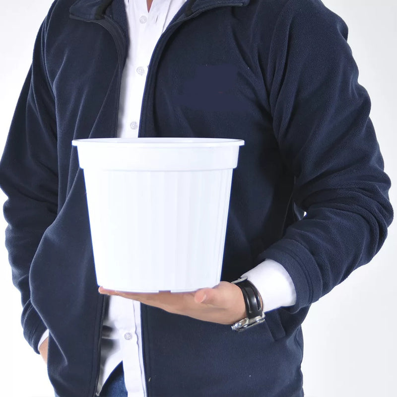 Round Flower Plant Pot and Saucer. Strong Plastic Planters with Drainage Hole.