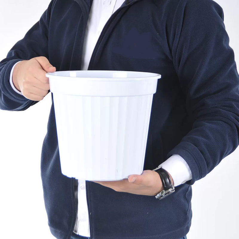 Round Flower Plant Pot and Saucer. Strong Plastic Planters with Drainage Hole.