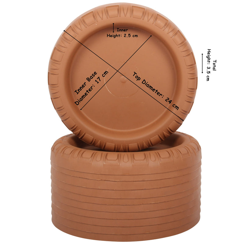 10x Plant Pot Saucers. Plastic Round Deep Base Drip Water Tray. (24 cm)