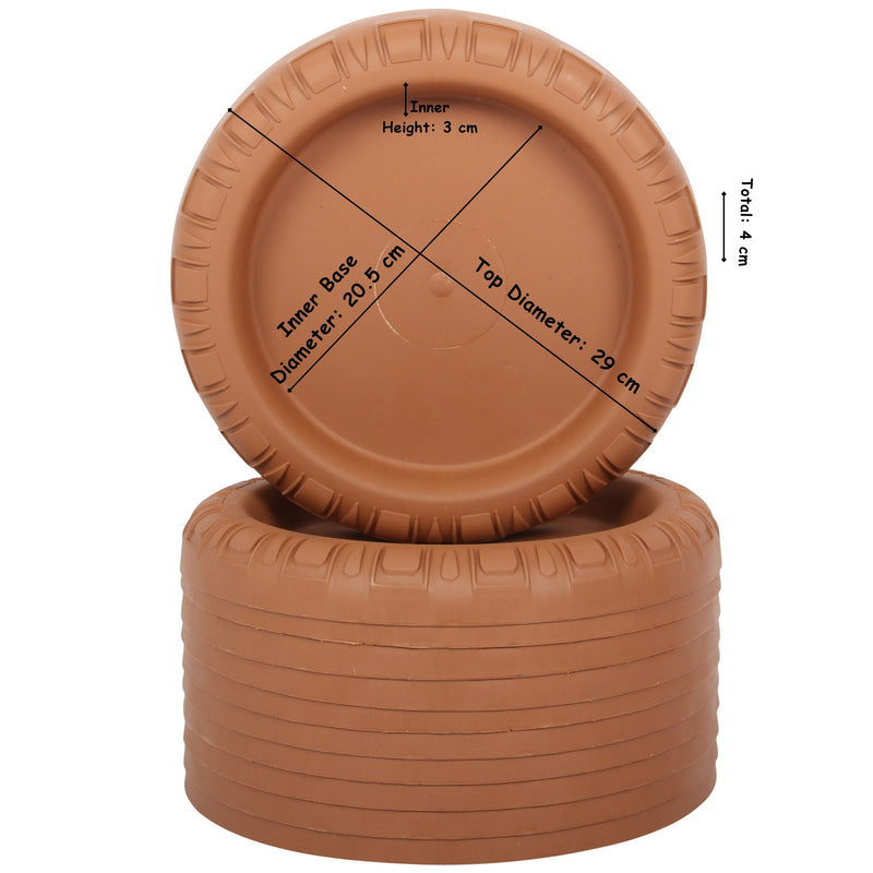 10x Plant Pot Saucers. Plastic Round Deep Base Drip Water Tray. (29 cm)