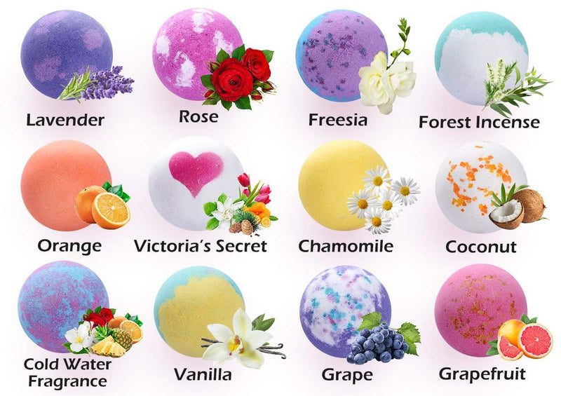 Bath Bombs. Assorted Fragrances Pack of 12 Bath Salt. Natural&Handmade. Gift Set