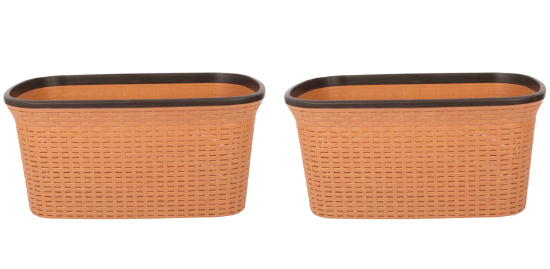 2x Rattan Style Rectangular Laundry Basket