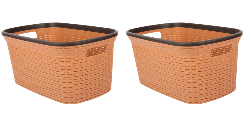 2x Rattan Style Rectangular Laundry Basket