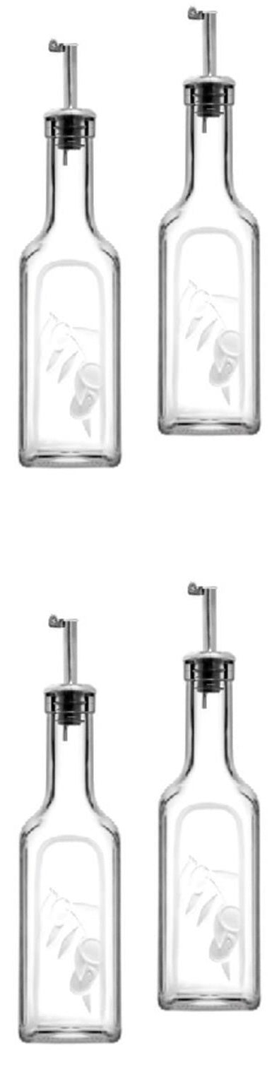 4 pcs Glass Oil & Vinegar Dispenser Bottle. Small Serving Cruet Set. (365 ml)