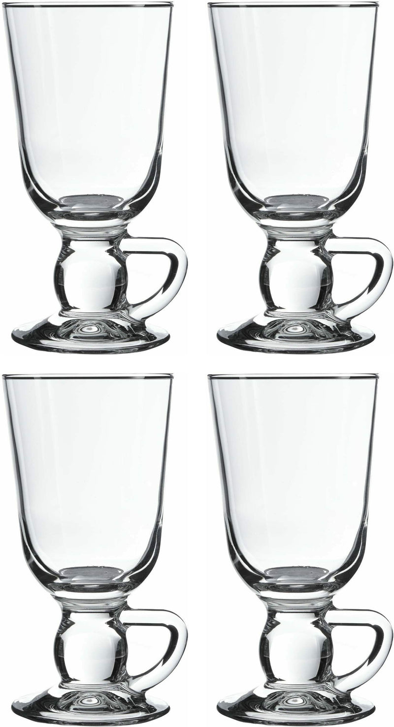 Irish Coffee Glass Mug. Tea Coffee Glasses with Handle. (Set of 4) (280 cc/ml)