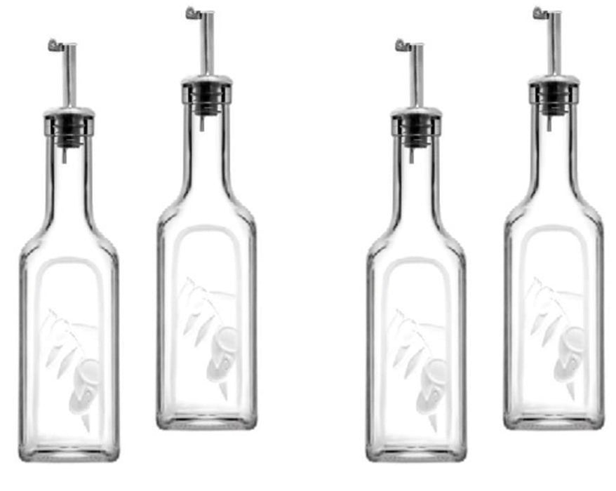 4 pcs Glass Oil & Vinegar Dispenser Bottle. Small Serving Cruet Set. (365 ml)