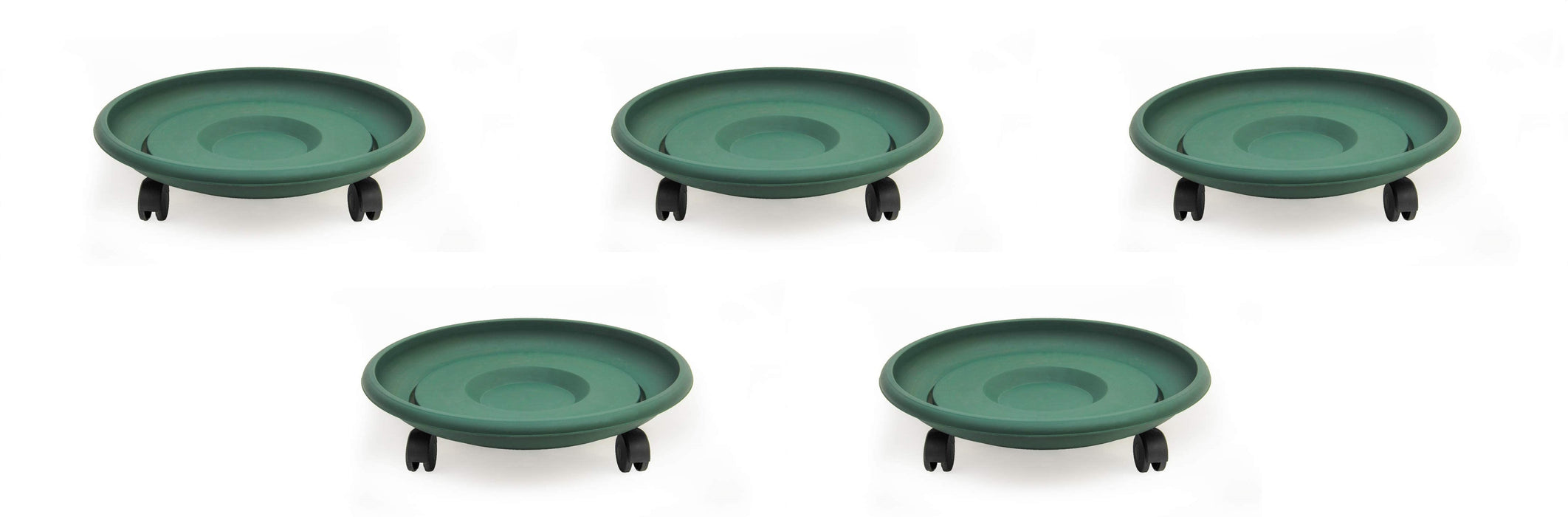 Movable Planters with Wheels. Round Caddy Plant Mover Stand Tray Saucer. (Green)