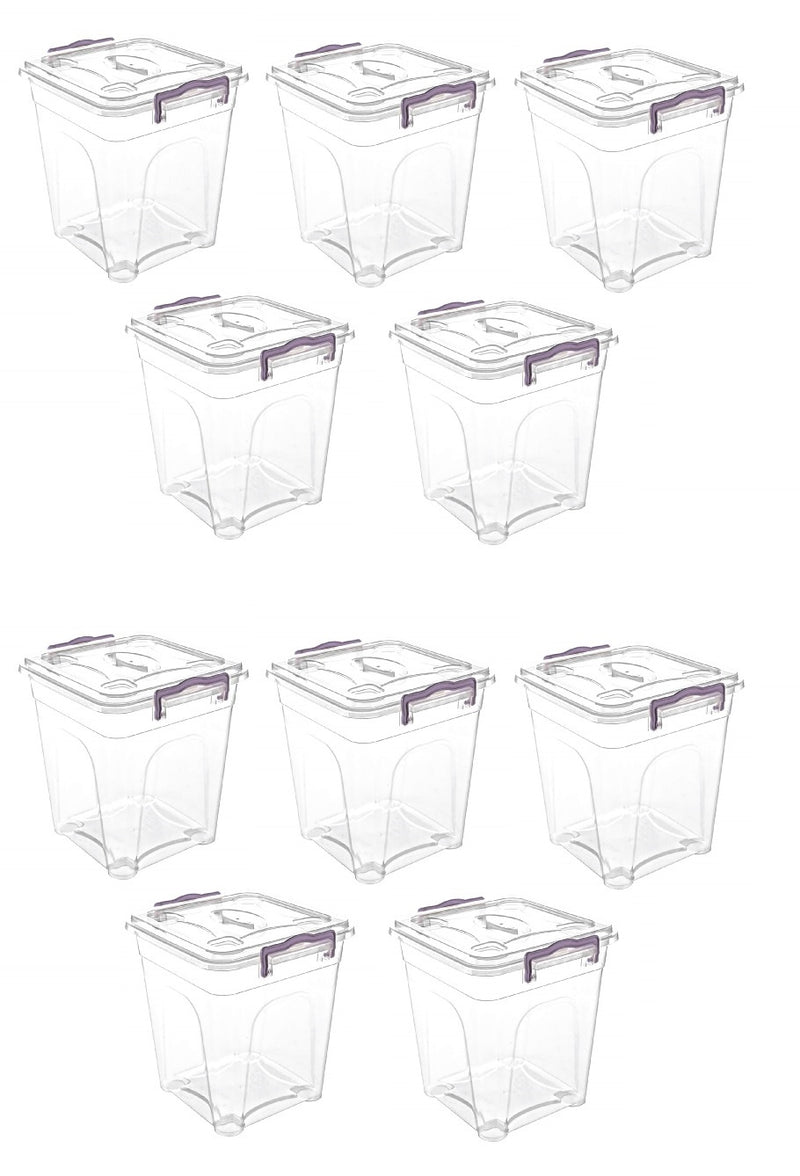 10x Plastic Storage Box With Lid - 7L