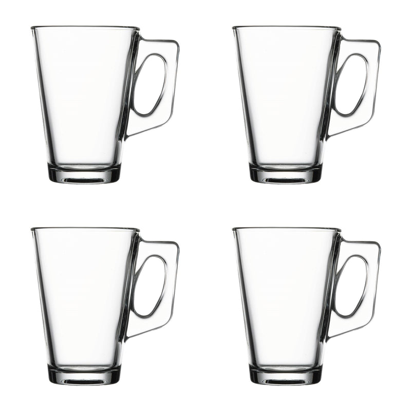 Glass Coffee Mugs. Tea Coffee Cups with Handle. Glass Mug. (Pack of 4) (250 ml)