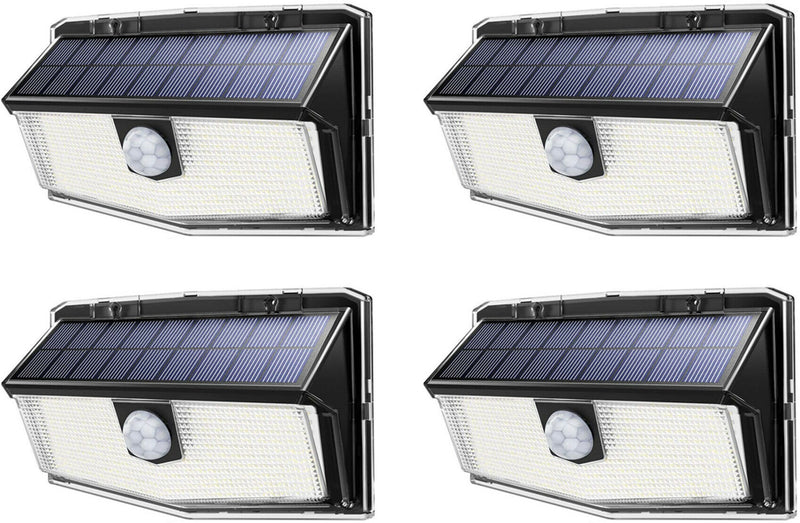 4x 300 LED Solar Power. Wall Light Motion Sensor. Outdoor Garden Lamps.