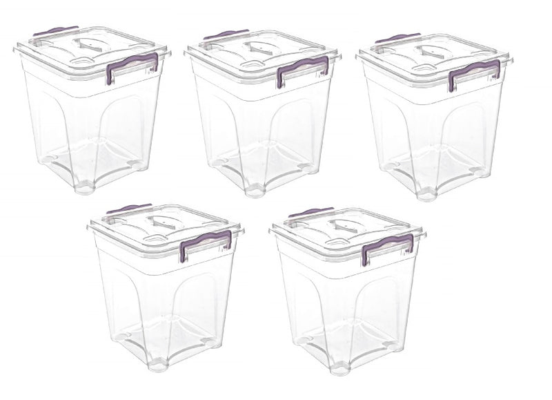 5x Plastic Storage Box With Lid - 7L