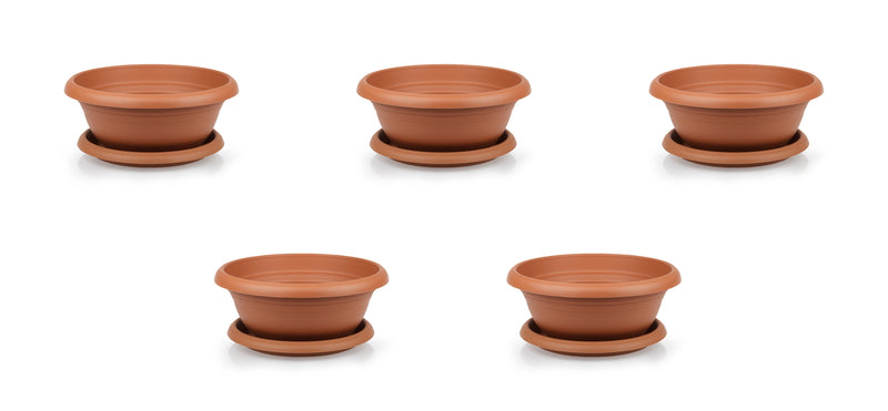 Wide Shallow Flower Pots with Saucer. Plastic Succulent Planter. (Diameter 60 cm)