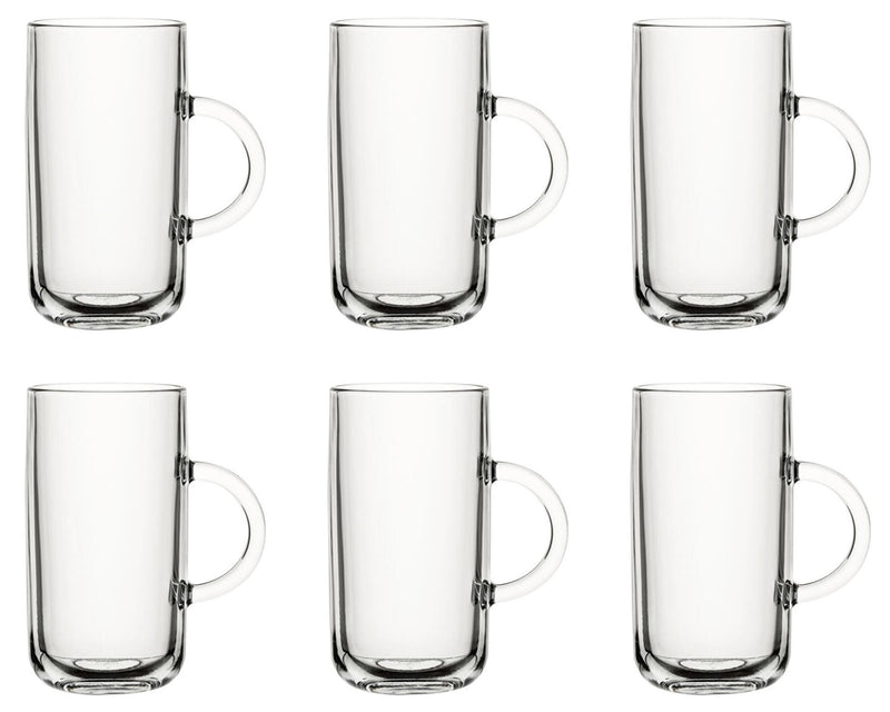 Glass Coffee Mugs. Tea Coffee Cups with Handle. Glass Mug. (Pack of 6) (270 ml)