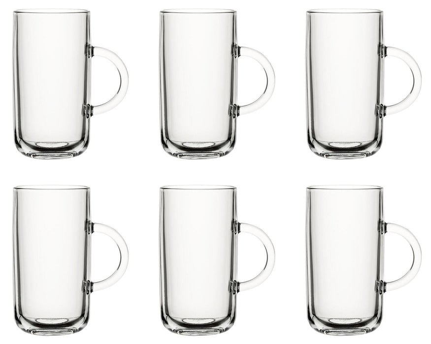 Glass Coffee Mugs. Tea Coffee Cups with Handle. Glass Mug. (Pack of 6) (270 ml)