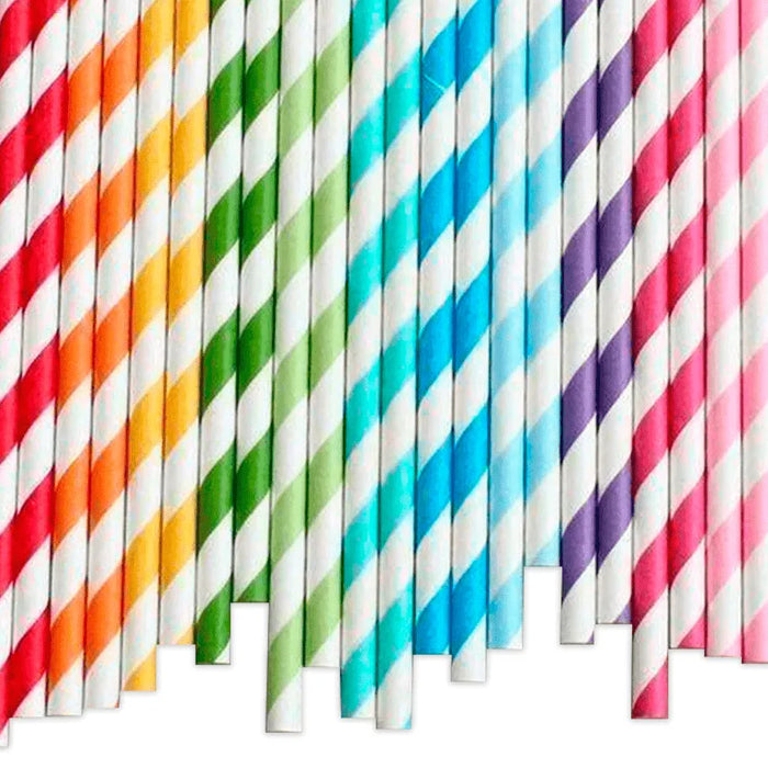 Multicoloured Paper Straw. (Pack of 250)