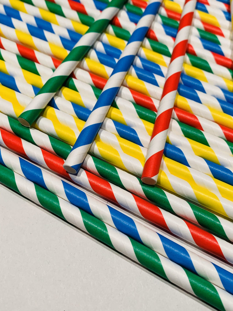 Multicoloured Paper Straw. (Pack of 250)