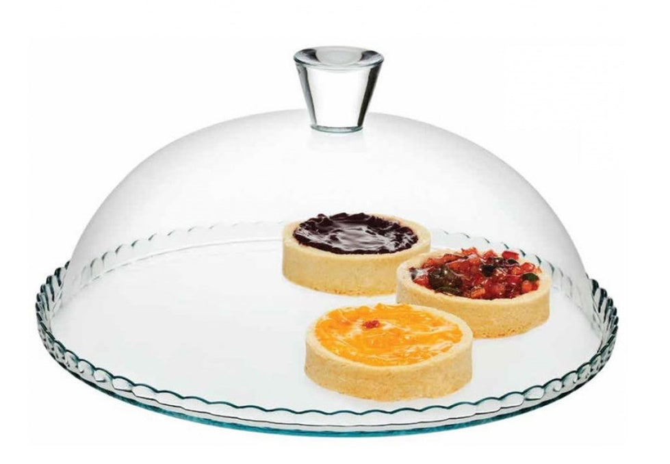 Glass Cake Stand with Dome Lid. Serving Platter. Glass Serving Tray and Lid.