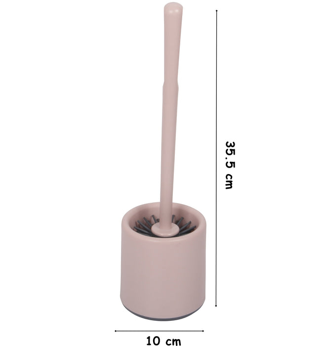 Silicone Toilet Brush. Toilet Brush with Holder. Round Toilet Brush. (Pink)
