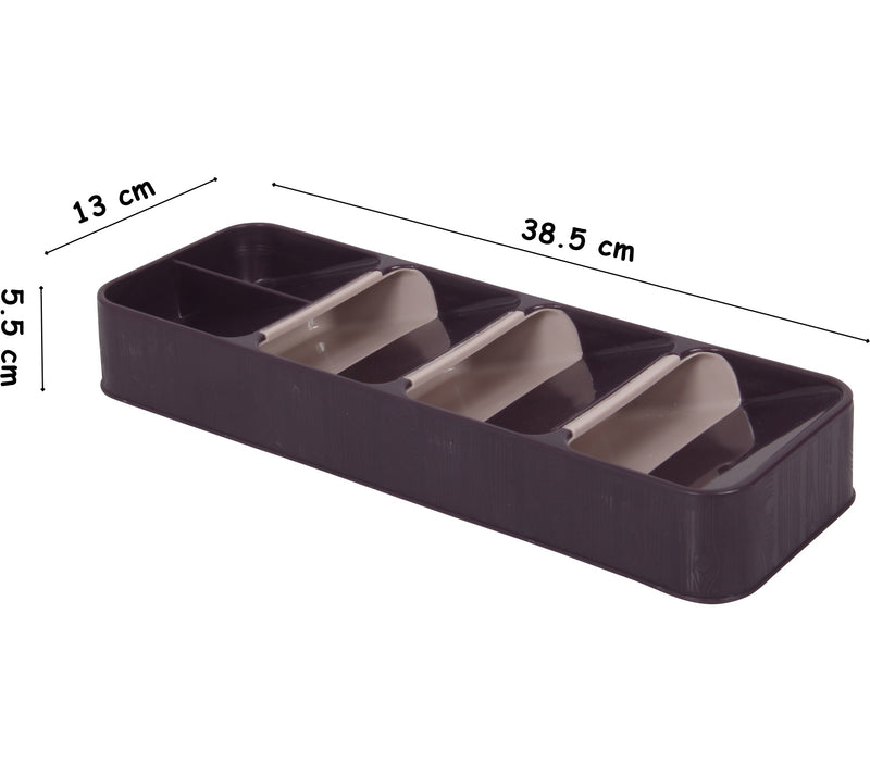 Cutlery Organiser. 5 Compartment Cutlery Tray. Drawer Organiser. (Purple)