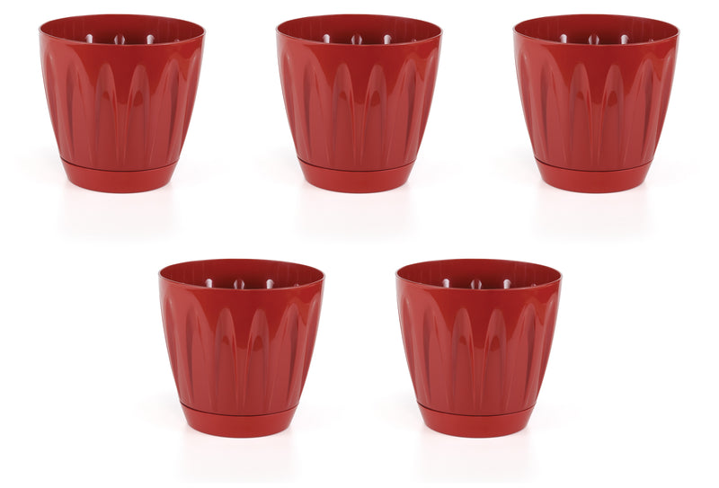 Modern Daisy Round Flower Pot with Saucer. Indoor / Outdoor Flowerpot. (6 Sizes)