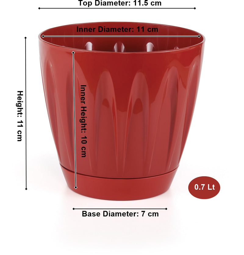 Modern Daisy Round Flower Pot with Saucer. Indoor / Outdoor Flowerpot. (6 Sizes)