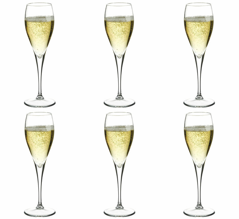 Pasabahce Monte Carlo Champagne Flute Glasses Set. Pack of 6. ( 225 ml. )
