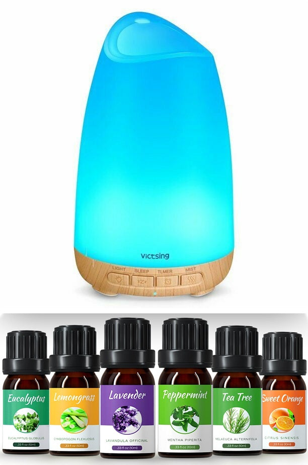 Essential Oil Diffuser with Oils. (150 ml) Oil Diffuser with 6 Pure Essential Oils.