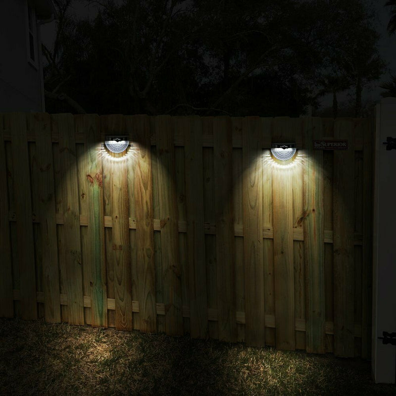 4X Solar LED Fence Garden Lights. Solar Powered Outdoor Lamp. Waterproof.