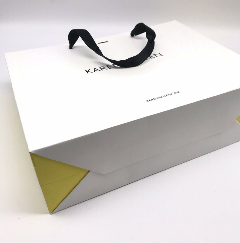 Karen Millen Large Gift Shopping Carrier Bags – Pack of 5, Strong & Durable with Black Ribbon Straps and Tie – 550 x 410 x 180 mm