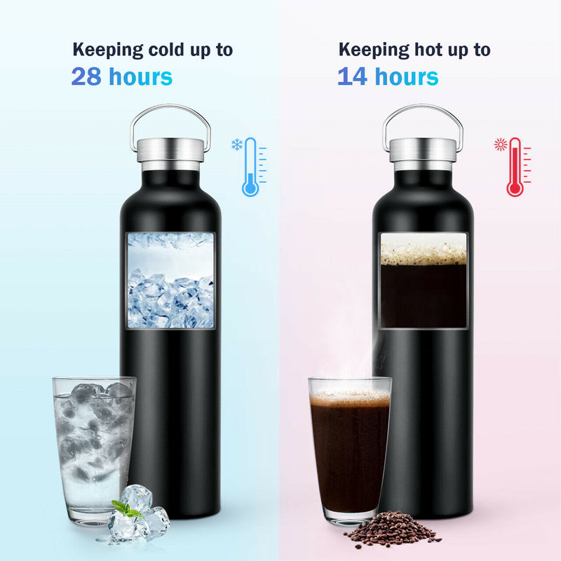 1L Stainless Steel Water Bottle. Portable&Leak-Proof. Keep Cold&Hot. Vacuum Insulated.