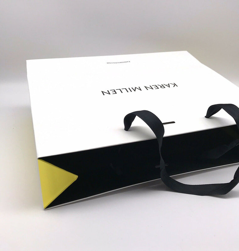 Karen Millen Large Gift Shopping Carrier Bags – Pack of 5, Strong & Durable with Black Ribbon Straps and Tie – 550 x 410 x 180 mm