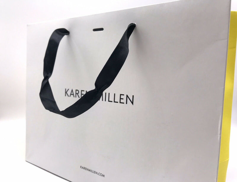 Karen Millen Large Gift Shopping Carrier Bags – Pack of 5, Strong & Durable with Black Ribbon Straps and Tie – 550 x 410 x 180 mm