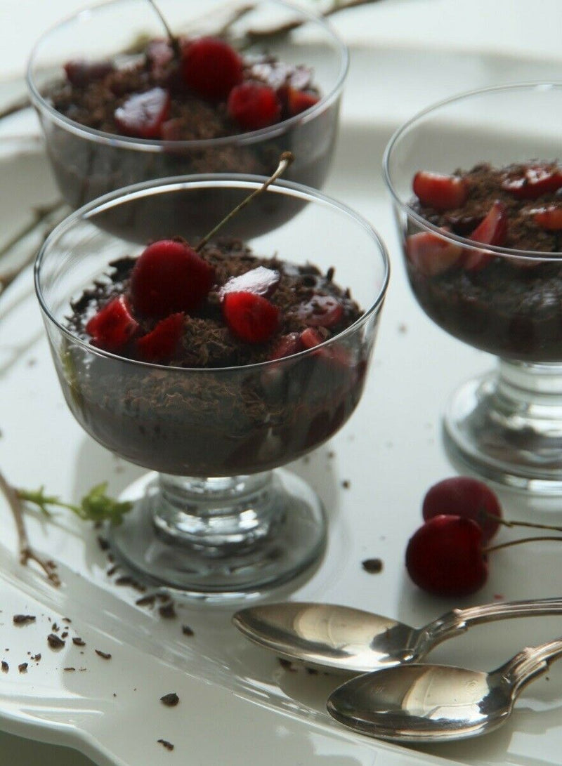 Glass Dessert Bowls. Sundae Ice Cream Short Stemmed Tulip Prawn. (Set of 6)