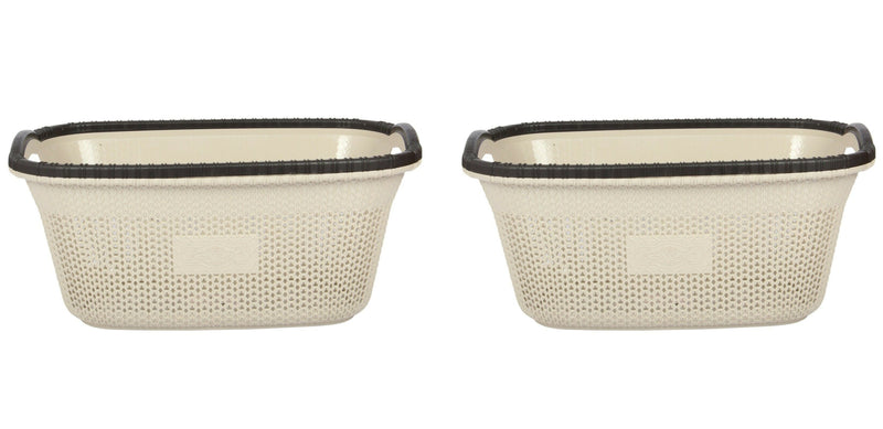 2x Rattan Style Rectangular Laundry Basket