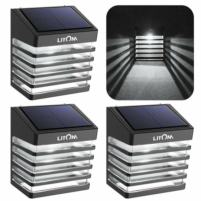 4x Solar Powered LED Door Fence Wall Lights. Outdoor Garden Step Lighting Lamp.