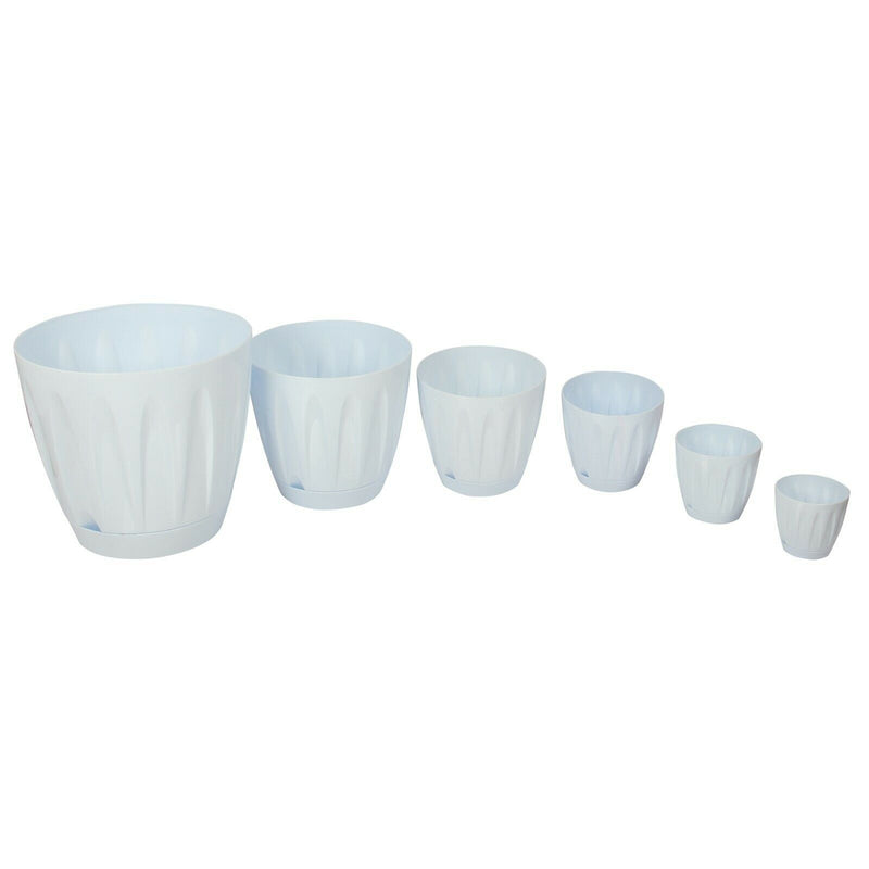 White Plastic Plant Pots with Drainage Holes UK. Indoor / Outdoor Flower Pots.