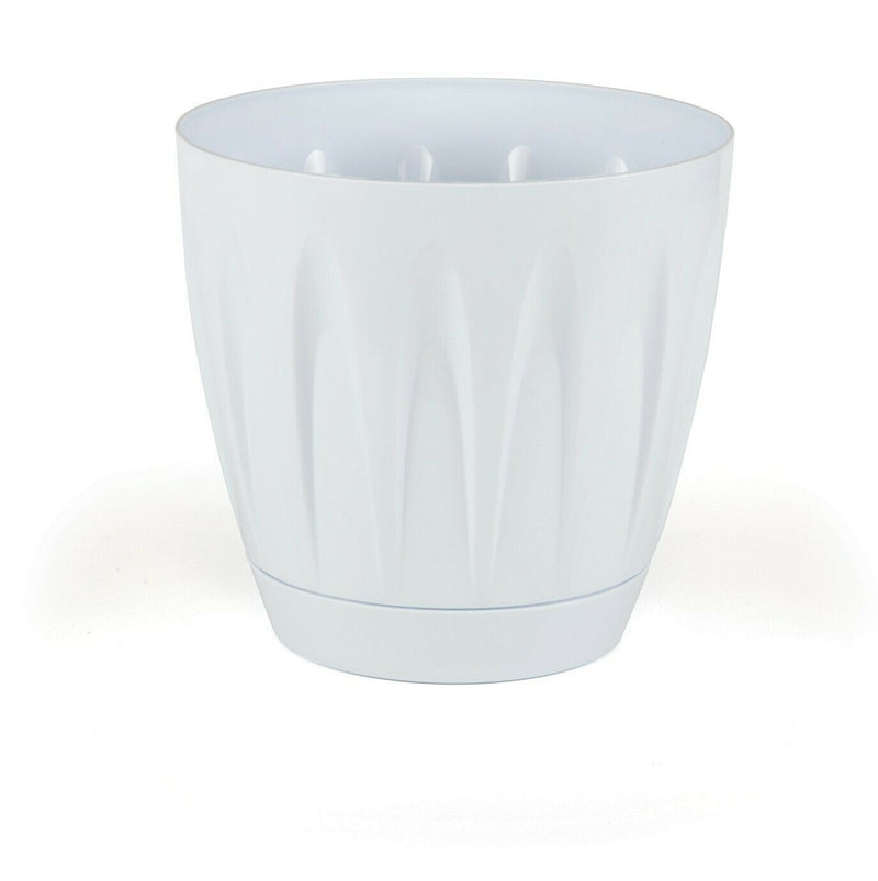 White Plastic Plant Pots with Drainage Holes UK. Indoor / Outdoor Flower Pots.