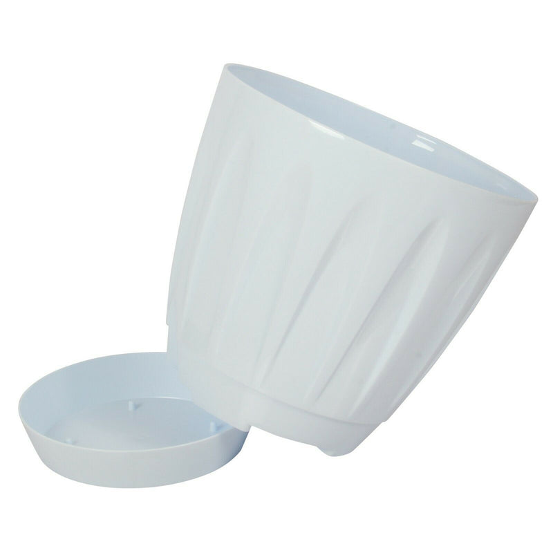 White Plastic Plant Pots with Drainage Holes UK. Indoor / Outdoor Flower Pots.