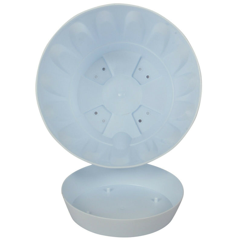 White Plastic Plant Pots with Drainage Holes UK. Indoor / Outdoor Flower Pots.