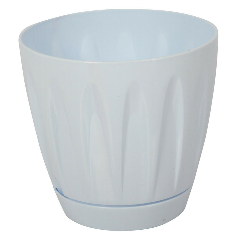 White Plastic Plant Pots with Drainage Holes UK. Indoor / Outdoor Flower Pots.
