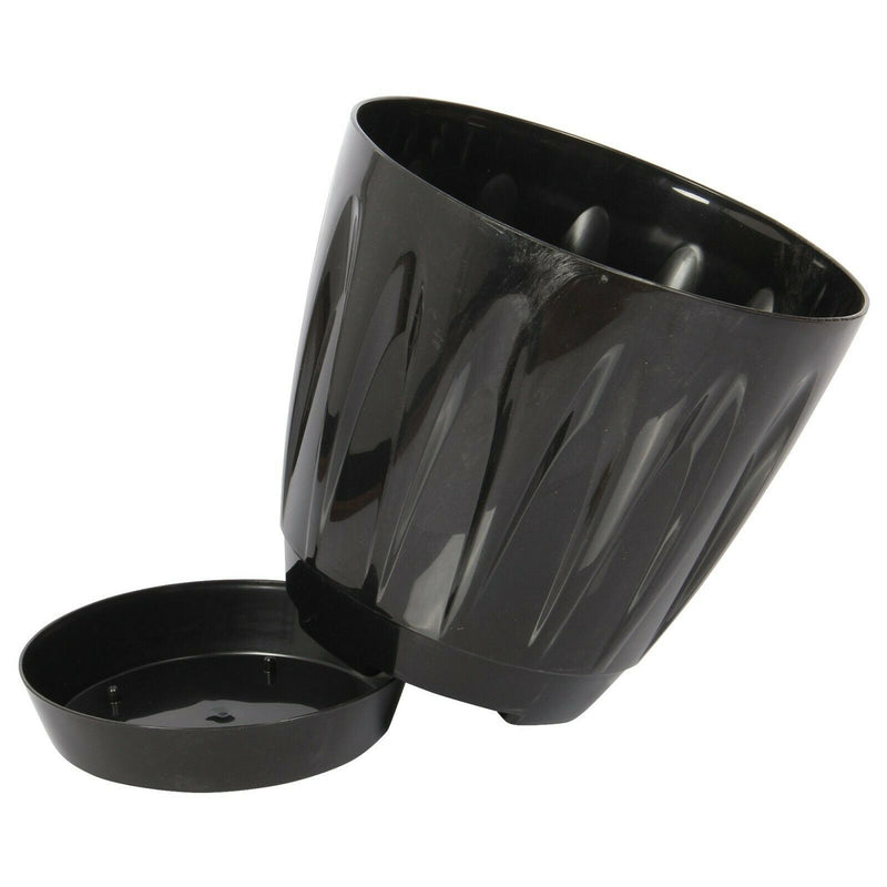 Black Plastic Plant Pots. Indoor / Outdoor Flower Pots with Drainage.