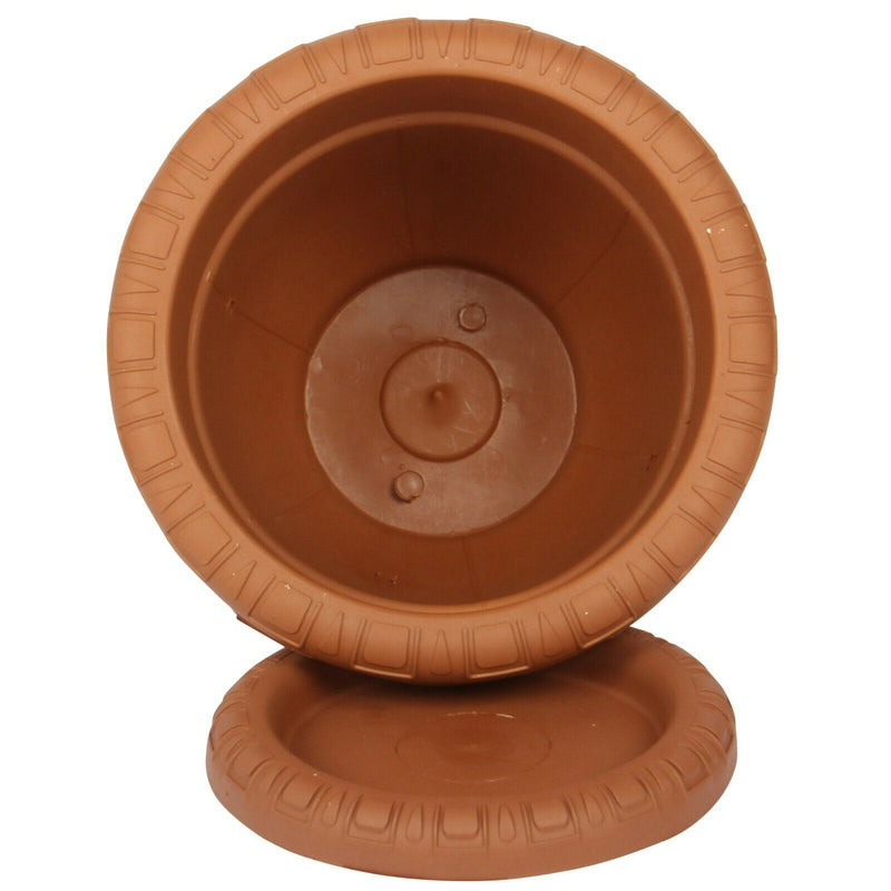 Plastic Round Flower Plant Pot & Saucer Planter. (Pack of 20)