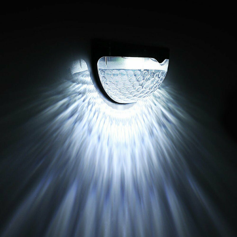 4X Solar LED Fence Garden Lights. Solar Powered Outdoor Lamp. Waterproof.