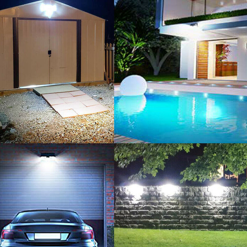 4x 300 LED Solar Power. Wall Light Motion Sensor. Outdoor Garden Lamps.