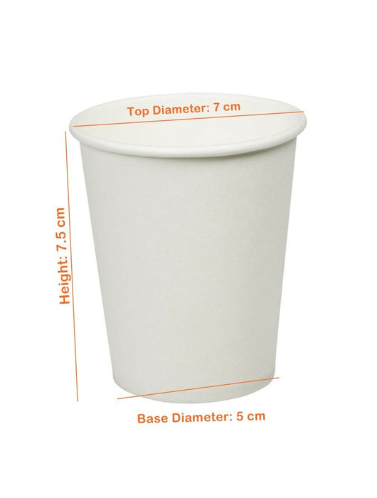 6 oz Plain White Hot Drink Paper Cups & Domed Sip Lid. 1000 Cups & 1000 Lids