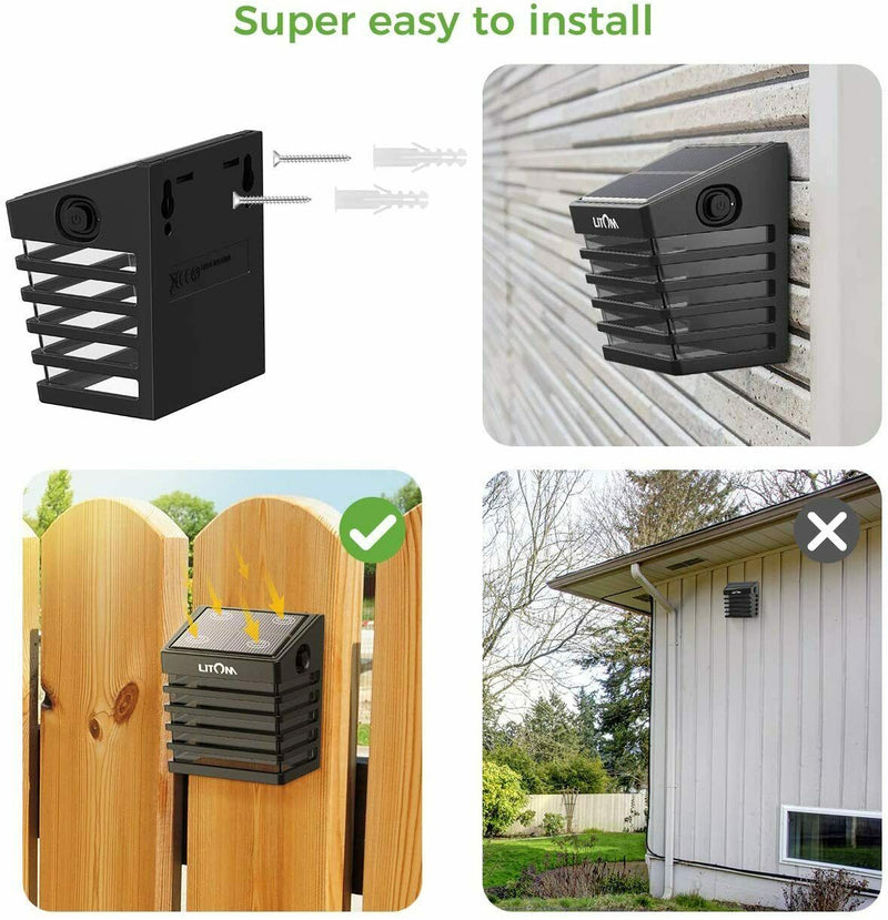 4x Solar Powered LED Door Fence Wall Lights. Outdoor Garden Step Lighting Lamp.