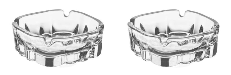 2x Glass Ashtrays. Indoor Ashtray. Cigarette Grove. Stackable. Easy Clean.